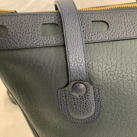 Blue pebble leather shoulder bag purse custom - Picture 6 of 12